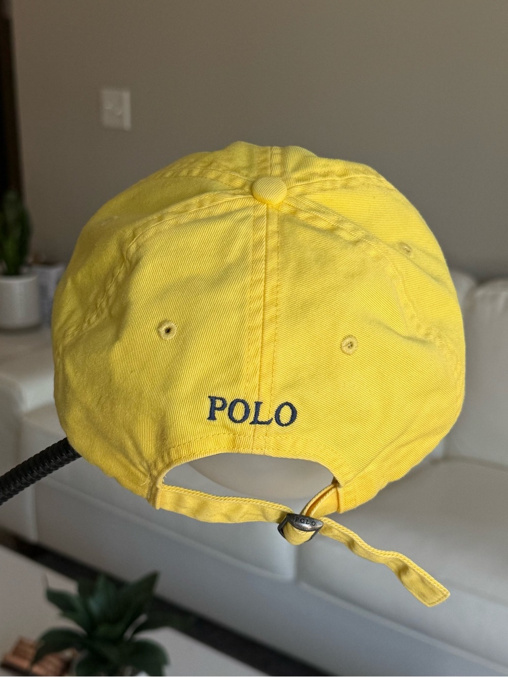 💯 Authentic “UNISEX” Yellow Polo by Ralph Lauren w/ Navy Pony Logo Cap (Vintage) - Picture 4 of 6